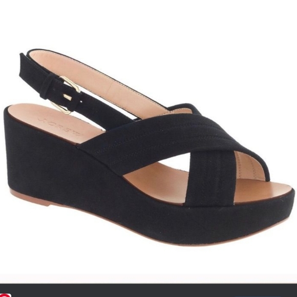 J. Crew Shoes - J CREW Marcie Platform Sandal Black Suede heel
